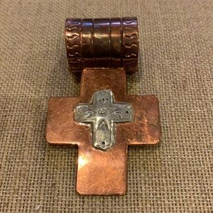 Copper and Sterling Silver Cross Pendant